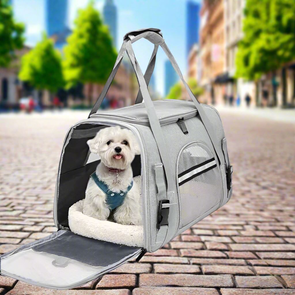 Sac de Transport pour Chien - DogCarrierBag™ - Gris - Voyage canin